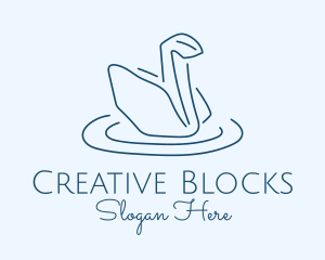 Abstract Origami Swan logo design