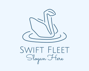 Abstract Origami Swan logo design