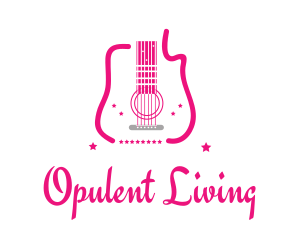 Pink Guitar Stars logo design