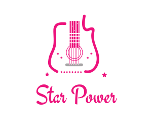 Pink Guitar Stars logo design