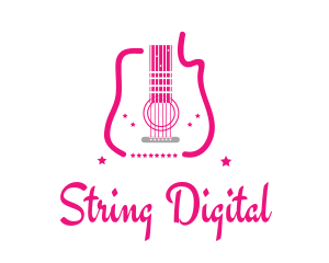 Pink Guitar Stars logo design