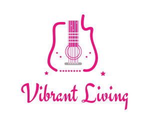 Pink Guitar Stars logo design