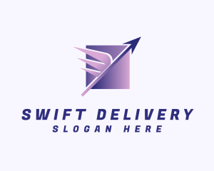 Package Delivery Arrow Wings logo design