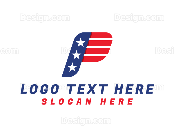 USA Flag Letter P Logo