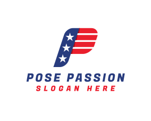 USA Flag Letter P logo design