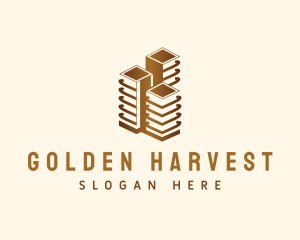 Golden Skyscraper Tower logo design