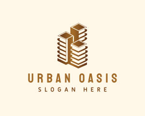 Golden Skyscraper Tower logo design