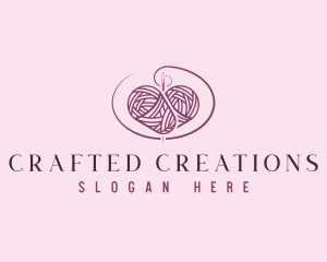 Sewing Yarn Heart logo design