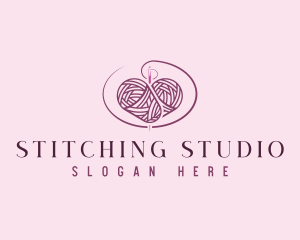 Sewing Yarn Heart logo design