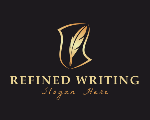 Scroll Writing Quill logo design