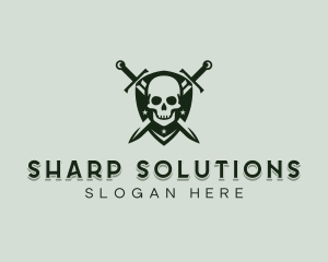 Skull Swords Shield logo design