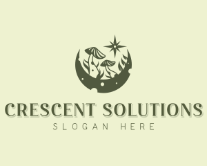 Crescent Moon Mushroom logo design