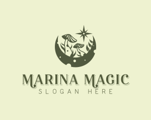 Crescent Moon Mushroom logo design