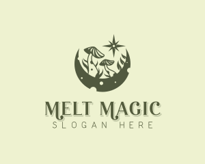 Crescent Moon Mushroom logo design