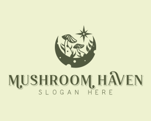 Crescent Moon Mushroom logo design