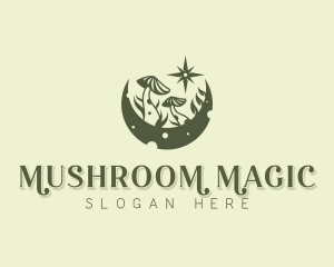 Crescent Moon Mushroom logo design