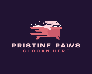 Dog Bathtub Grooming logo design