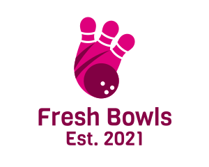 Pink Bowling Ball logo design