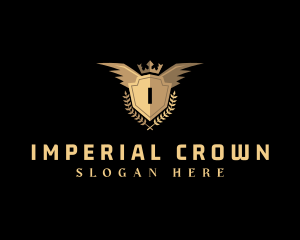 Wing Crown Shield Wreath logo design