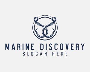 Marine Fishing Hook logo design