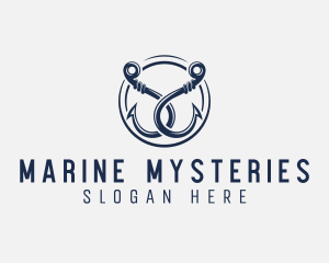 Marine Fishing Hook logo design