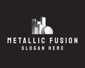 Silver Metal Construction Building logo design