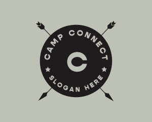 Hipster Arrow Fishing Camping logo design