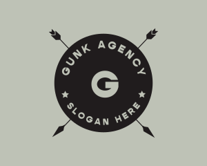 Hipster Arrow Fishing Camping logo design