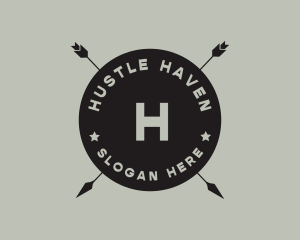 Hipster Arrow Fishing Camping logo design