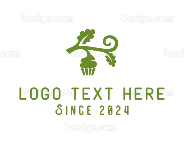 Green Organic Vegan Cupcake Logo