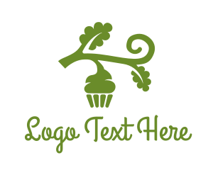 Green Organic Vegan Cupcake logo