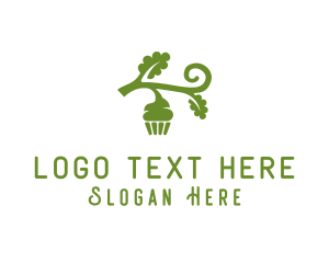 Green Organic Vegan Cupcake Logo