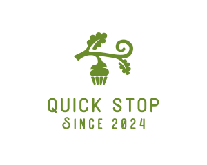 Green Organic Vegan Cupcake logo design