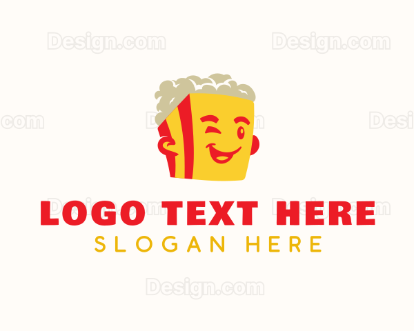 Cute Popcorn Snack Logo