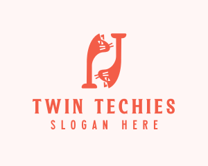 Pink Twin Cats logo design