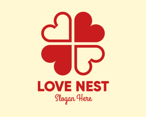 Red Hearts Clover Leaf logo design