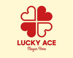 Red Hearts Clover Leaf logo design