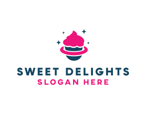 Pink Cupcake Planet logo design