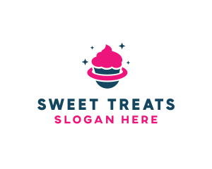 Pink Cupcake Planet logo design