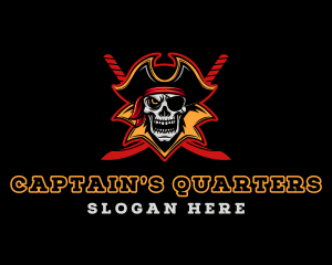 Skull Pirate Sword Captain logo design