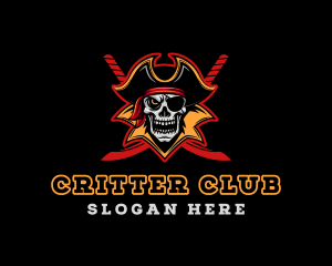 Skull Pirate Sword Captain logo design