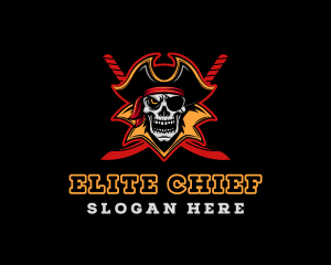 Skull Pirate Sword Captain logo