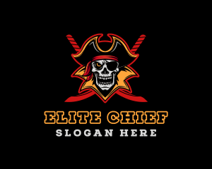 Skull Pirate Sword Captain logo design