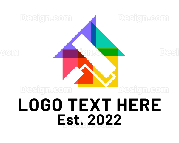 Colorful House Paint Roller Logo