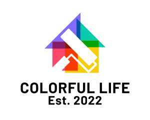 Colorful House Paint Roller logo design