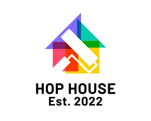 Colorful House Paint Roller logo design