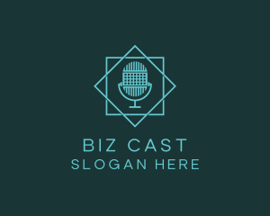 Microphone DJ Podcast logo design