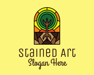 Stained Glass Tree Planting logo design