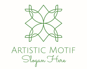 Green Monoline Floral Motif logo design