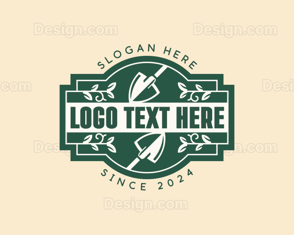 Leaf Landscaping Shovel Logo